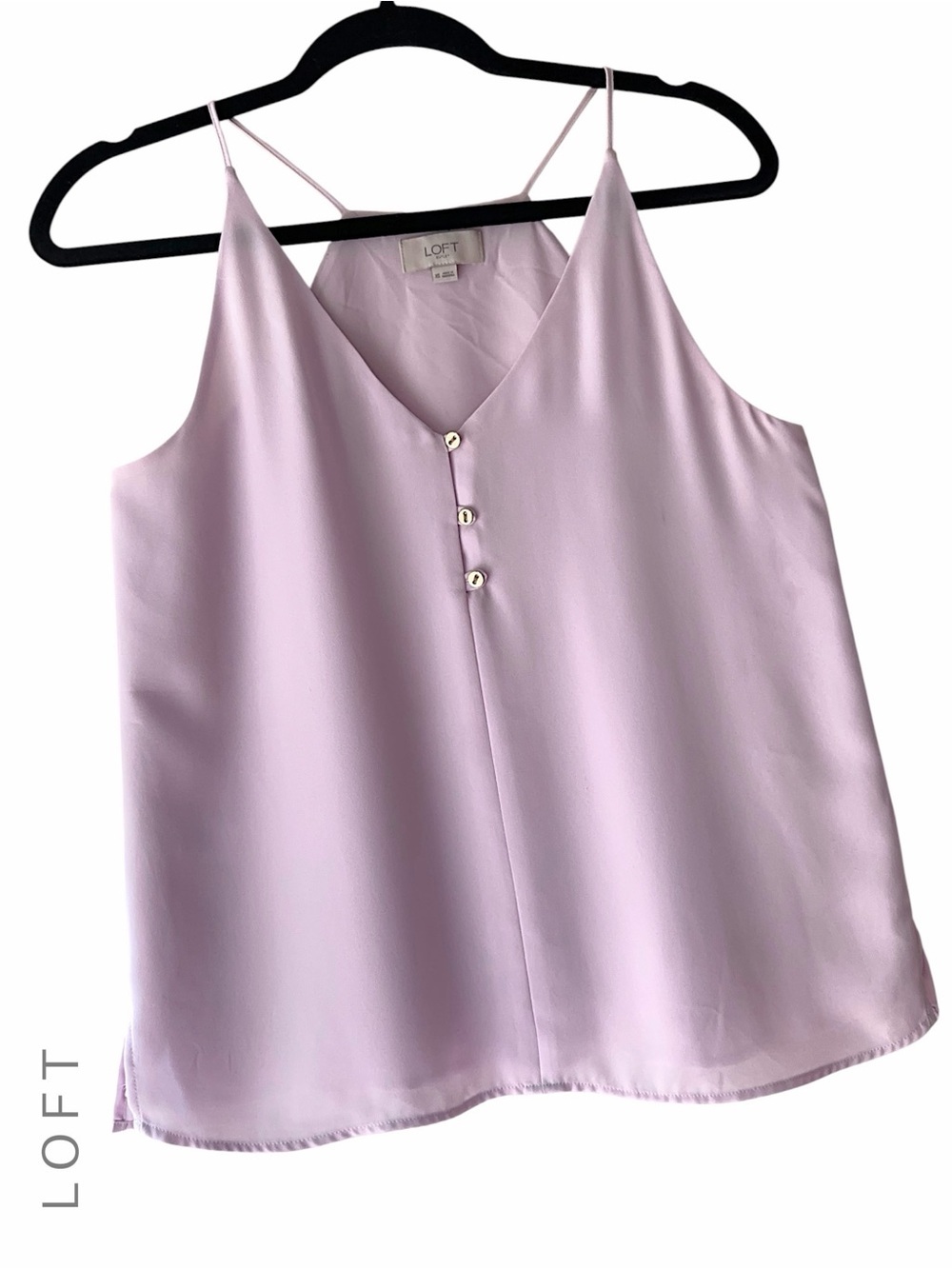 LOFT NWOT LAVENDER CAMISOLE TOP V-NECK FULLY LINED BUTTON DETAIL BLUSH | XS